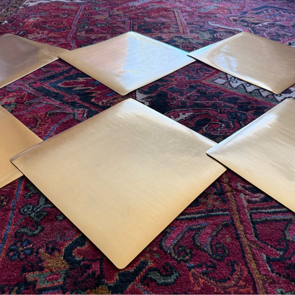 VTG brownstone GOLD square Art deco MCM place mats dinning💛 mad in. The U.S.A.